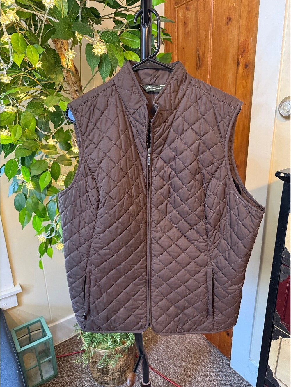 Eddie Bauer Women's XL Brown Quilted Insulated Vest
